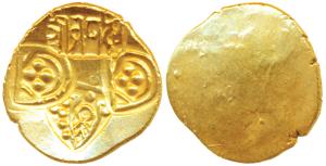 Paramaras of Vidarbha, Jagadeva (c. 12th century AD), Gold Pagoda, 3.69g, Punches of a tem