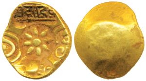 Yadavas of Devagiri, Mahadeva (c.1260-1270 AD), Gold Gadyana / Padma Tanka, 3.82g, Punch-m