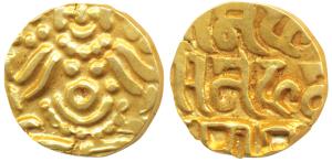 Muhammad bin Sam (AH 589-602, 1193-1206 AD), Gold Dinar, 4.20g, Lakshmi type, goddess Laks