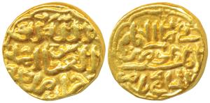 Muhammad Shah III bin Tughluq, Gold Tanka, 11g, mintless variety, in the name of Caliph al