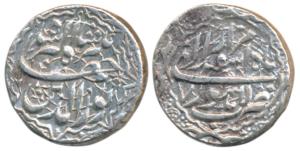 Jahangir, Silver Rupee, 11.37g, Lahore Mint, Month Isfandarmuz, RY 7, ornamental type (KM 