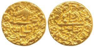 Shah Jahan, Gold Mohur, 10.87g, Dar ul Khilafat Akbarabad Mint, Kalima within quatrefoil o