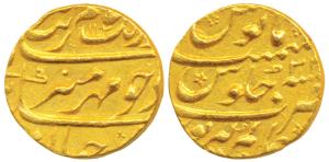 Aurangzeb, Gold Mohur, 11.04g, Alamgirpur Mint, AH 1102/34, complete mint name at bottom (