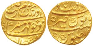 Aurangzeb, Gold Mohur, 10.91g, Aurangabad Mint, AH 1086/18, complete mint name at top on r