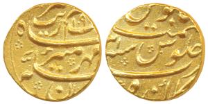 Aurangzeb, Gold Mohur, 11.03g, Golkonda Mint, AH 109x/31, (without the usual dotted decora