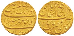 Aurangzeb, Gold Mohur, 10.89g, Dar al-Khilafat Shahjahanabad Mint, AH 1099/31, complete mi