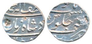 Muhammad Shah, Silver ½ Rupee, 5.74g, Surat Mint, Ba Luft Allah Badshah-i- Zaman type, RY 