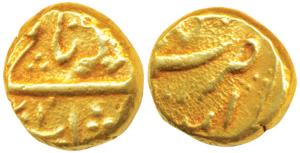 Alamgir II (AH 1167-1173, AD 1754-1759), Gold Pagoda, 3.34g, Imtiyazgarh Mint (KM 468.1). 