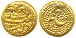 Tipu Sultan (AH 1197-1227, 1787-1799 AD), Gold Pagoda, 3.33g, Nagar Mint, AM 1215/5, compl