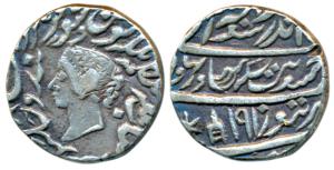 Jaswant Singh (AH 1269-1311, 1853-1893 AD), Silver Rupee, 11.03g, Bharatpur Mint, with the