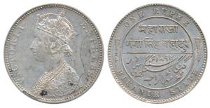 Ganga Singh (VS 1944-1999, 1887-1942 AD), Silver Rupee, 11.64g, with the name of Victoria,