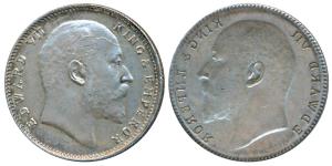 Edward VII, Silver Rupee, Error, Brockage, nice deep and complete lakhi impression on rev.