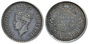 George VI, Silver Rupee, 1938, Bombay Mint, A / I / with Dot, (Prid 234). Very Fine+, Scar