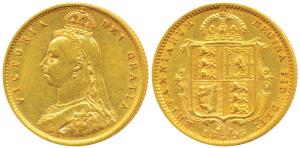 Australia, Victoria Queen, Gold ½ Sovereign, 4g, Jubilee head, ’M’ mint mark for Melbourne