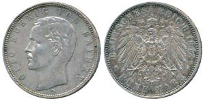 Germany, Bavaria, Otto, Silver 5 Mark, 1913 (KM 915). Very Fine+.