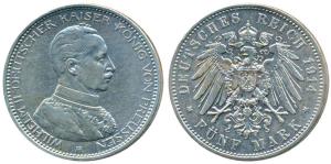 Germany, Prussia, Wihelm II, Silver 5 Mark, 1914, with uniformed bust to right (KM 536). V