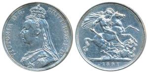 Great Britain, Victoria, Silver Crown, 28.14g, 1891 (KM 765). About Extremely Fine.