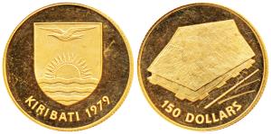 Kiribati, Independence Day, Gold 150 Dollars, 15.98g, 1979, (KM 9). Few heavy scratches, U