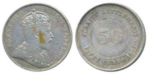 Strait Settlements, Edward VII, Silver Dollar, 1903, rev. artistic design within circle (K