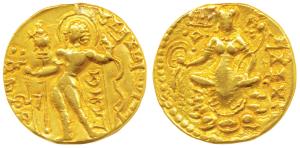 Guptas, Chandragupta II (c. 380-413 AD), Gold Dinar, 8g, ’Archer’ type, obv. king nimbate,