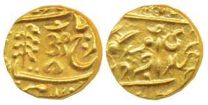 Umaid Singh (VS 1975-2004, 1918-1947 AD), Gold Mohur, 11g, with the name of George V, Om i