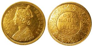 Victoria Empress, Gold Mohur, 1879, Bombay Mint, (Prid 17). Very Fine+, Very Rare.