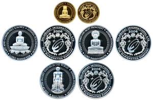 The Saints of Jainism Medallion set, Gold 1/10 oz, 3.11g, Silver ½ oz, 15.55g (3) total si