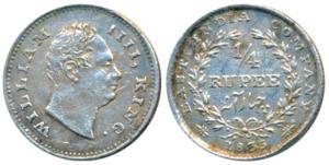 William IV, Silver ¼ Rupee, 1835, Bombay Mint, No initials, Wreath with 20 Berries (10L+10