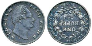 William IV, Silver Rupee, 1835, Bombay Mint, No initials, B II, Bud leaves, 20 Berries, Ma
