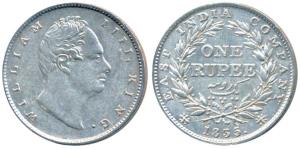 William IV, Silver Rupee, 1835, Calcutta Mint, RS incuse, C / II, Extremely thin letters a