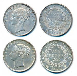 Victoria Queen, Silver Rupee, 1840, Continuous Legend, Calcutta Mint, English Head, Rev. I