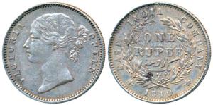 Victoria Queen, Silver Rupee, 1840, Divided Legend, Madras Mint, WW raised, WW short and s