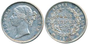 Victoria Queen, Silver Rupee, 1840, Divided Legend, Madras Mint, WWB raised, No dot after 
