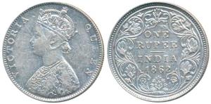 Victoria Queen, Silver Rupee, 1862, Bombay Mint, D / II, double lines to the curves of the