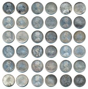 Victoria Queen, Silver Rupee, 1862 (18), Bombay Mint, an Assorted lot of different dot var