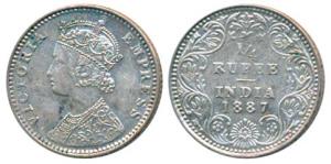 Victoria Empress, Silver ¼ Rupee, 1887, Bombay Mint, C / II / B raised, (Prid 420). Extrem