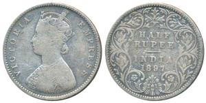 Victoria Empress, Silver ½ Rupee, 1897, Bombay Mint, A / I / B incuse, Normal ’B’, ’7’ str