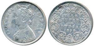 Victoria Empress, Silver ½ Rupee, 1898, Bombay Mint, A / I / B incuse, Inverted ’B’, Unlis