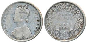 Victoria Empress, Silver ½ Rupee, 1898, Bombay Mint, A / I / B incuse, Normal ’B’, ’8’ str