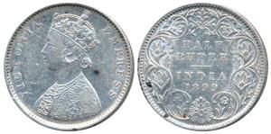 Victoria Empress, Silver ½ Rupee, 1899, Bombay Mint, A / I / B incuse, Inverted ’B’, (Prid