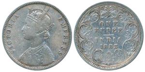 Victoria Empress, Silver Rupee, 1883, Bombay Mint, A3 / I / No mint mark, (Prid 161). Very