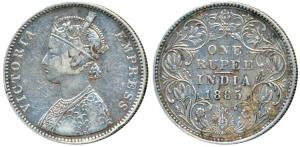 Victoria Empress, Silver Rupee, 1885, Bombay Mint, A3 / IV / B incuse, Unlisted in Pridmor