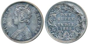 Victoria Empress, Silver Rupee, 1889, Bombay Mint, C2 / I / B raised, (Prid 176). Very Fin