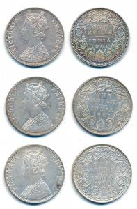 Victoria Empress, Silver Rupee, 1901 (3), Calcutta Mint, C3 / I / C incuse; Bombay Mint, C