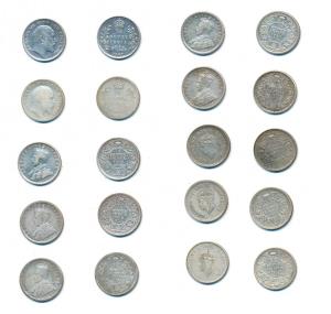 Edward VII, George V and George VI Silver & Half Silver ¼ Rupee, 1906, 1907, 1917, 1918, 1