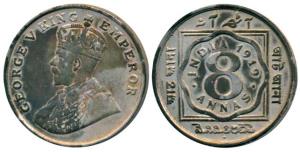 George V, Cupro-Nickel 8 Annas, 1919, Bombay Mint, (Prid 872). Very Fine, Scarce.