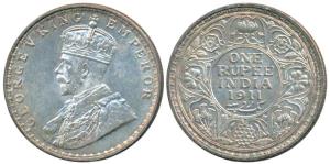 George V, Silver Rupee, 1911, Bombay Mint, (Prid 217). About Uncirculated, Scarce.