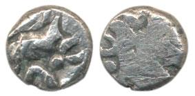 Archaic Punch Marked Coinage, attributed to Shursena Janapada, Silver ½ Karshapana, 1.51g,