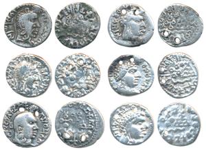 Satavahanas, Silver Drachma (6), Portrait type, a set of six different rulers, Siva Sri Pu