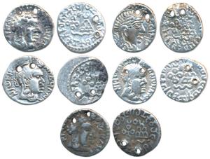 Satavahanas, Silver Drachma (5), Portrait type, a set of six different rulers, Vijay Satak